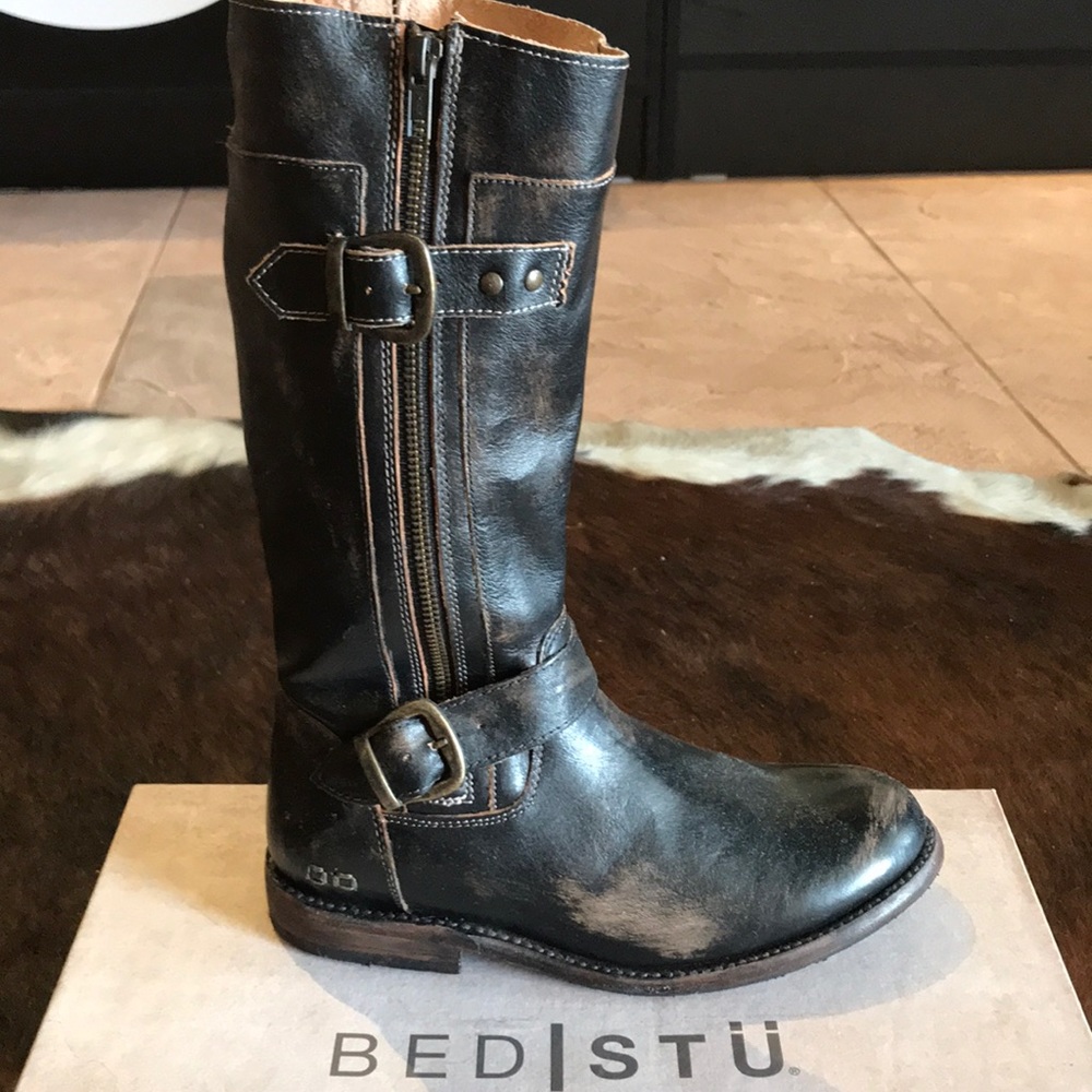 Bed Stu Black hand wash GoGo knee boot